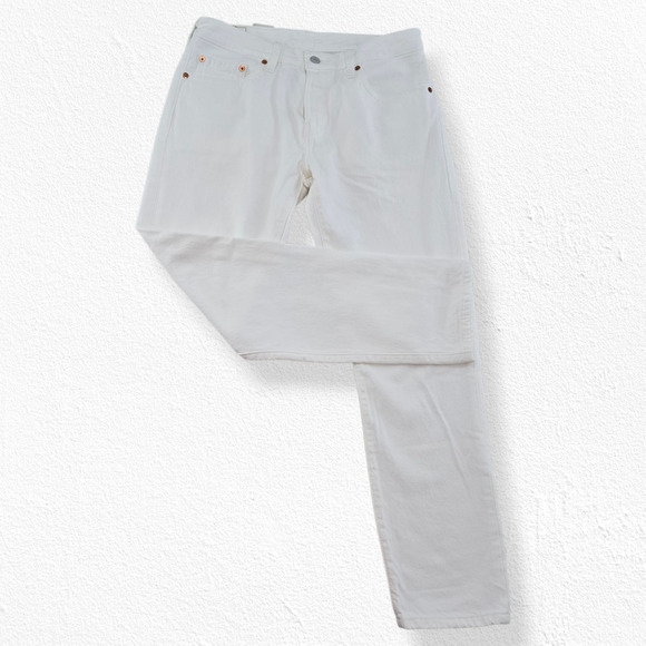 Levi’s 501 CT White Mid Rise Button Fly Tapered Leg Jeans Size 26 NWT 2015 Era - Picture 1 of 10